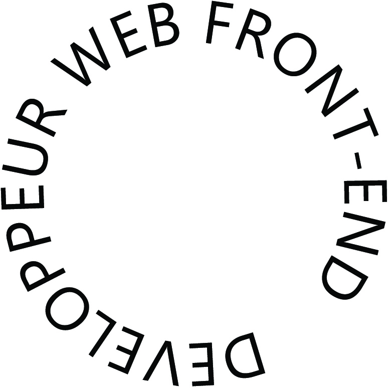 Inscription de la phrase : Développeur front-end en cercle